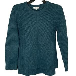 Madewell Teal Hexcomb Textured Ribbing Pullover Sweater Crewneck Size Small